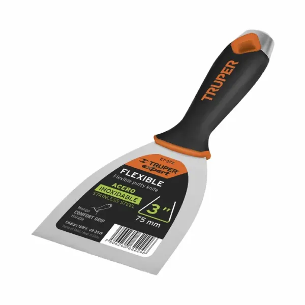 Espátula Flexible De 8 Cm En Acero Inoxidable, Comfort Grip Truper (ET-3FX - 15851)