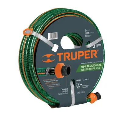 Manguera Reforzada 15m X 1/2' 3 Capas Truper Con Conexiones