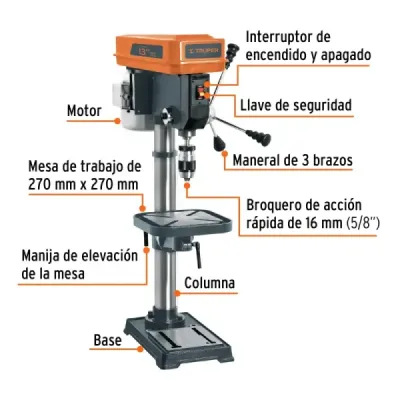 Taladro De Árbol De 13", 560 W Con Accesorios Incluidos Truper