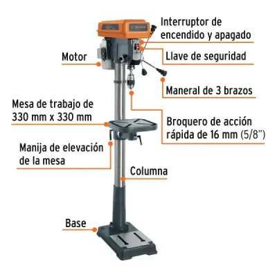 Taladro De Árbol O De Banco 5/8" X 15", 1 Hp (750 W) Truper