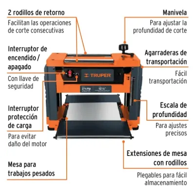 Cepillo Portátil De Mesa 12.1/2", 1.600 W Con Accesorios Truper