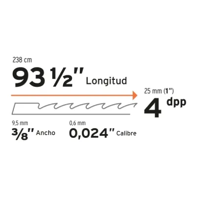Sierra Para Sierra Cinta Sinfin De 93.1/2" X 3/8", 4 Dpp Truper