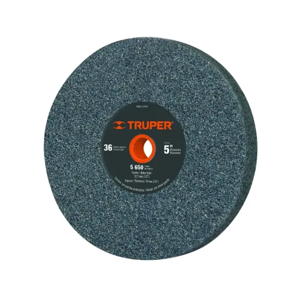Piedra Abrasiva De 5" Para Esmeril, Grano 36, Espesor 3/4" Truper (PIES-53436 - 16358)