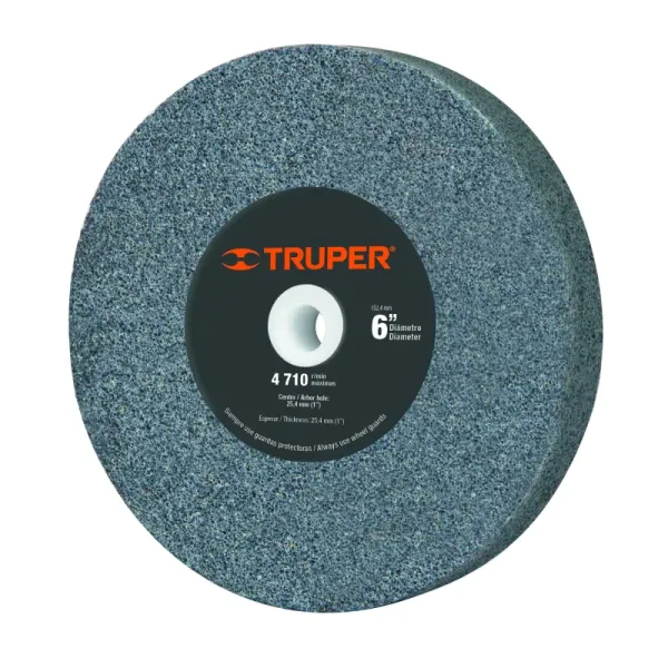 Piedra Abrasiva De 6" Para Esmeril, Grano 60, Espesor 1" Truper (PIES-6160 - 16382)