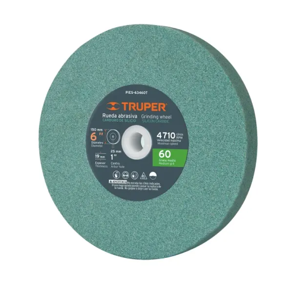 Piedra Abrasiva De 6" Para Esmeril, Grano 60, Espesor 3/4" Truper (PIES-63460T - 16405)