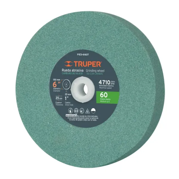 Piedra Abrasiva De 6" Para Esmeril, Grano 60, Espesor 1" Truper (PIES-6160T - 16407)