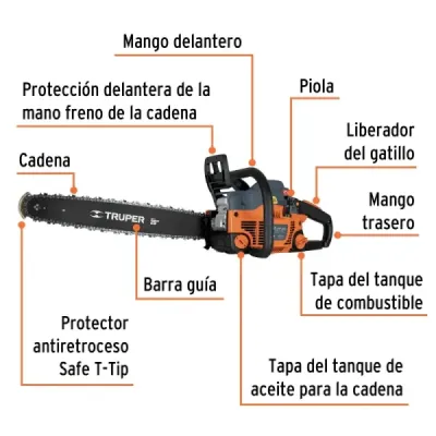 Motosierra Gasolina 51 Cc 2.7 Hp Barra 20' Truper Protector