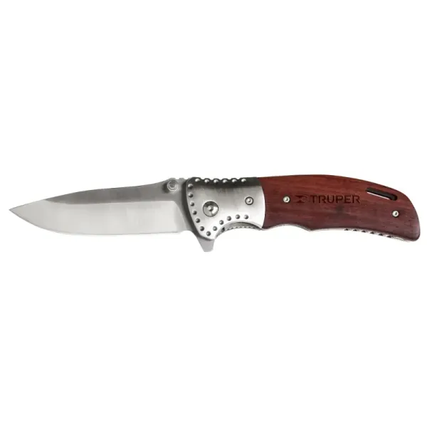 Navaja Abatible Truper 21 Cm Superfilo Mango Madera Y Seguro (NV-5 - 17023)