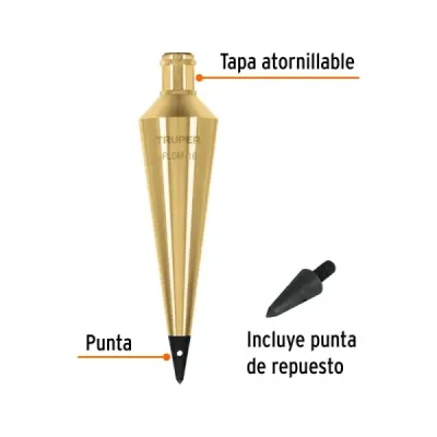 Plomada De Latón De 454 Gr Para Topografía Y Construcción Truper