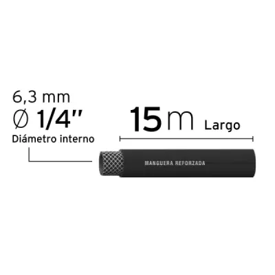 Manguera Para Compresor De Caucho  15 M, 1/4" Npt, 300 Psi Truper