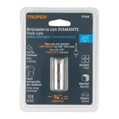 Sierra Copa Diamantada De 3/4" (19 Mm) Borde Continuo Truper