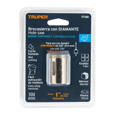Sierra Copa Diamantada De 1" (25 Mm) Borde Continuo Truper