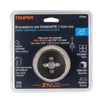 Sierra Copa Diamantada De 2.1/2" (64 Mm) Borde Continuo Truper