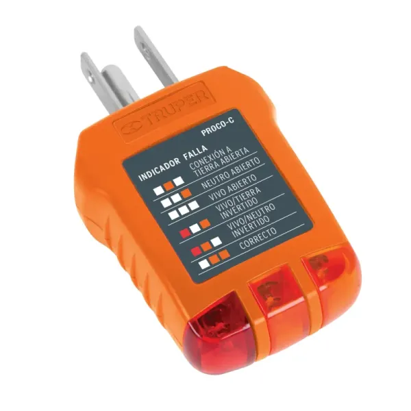 Tester De Toma Corriente Alterna Con Luces Indicadoras Truper (PROCO-C - 17241)
