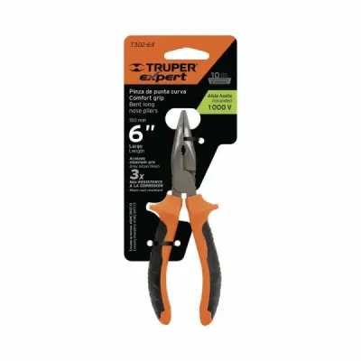 Alicate De Punta Curva Industrial De 6", Comfort Grip Truper