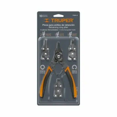 Alicate De 6" Para Anillos De Retención, Incluye 4 Cabezas Truper