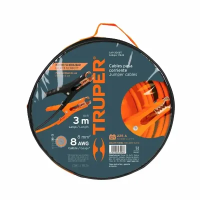 Cable Arranque Pasa Corriente 225a 8awg Truper Largo 3m