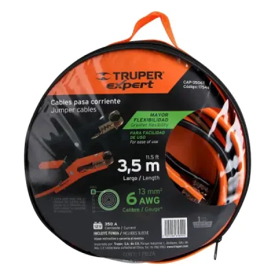 Cable Arranque Pasa Corriente 350a 6awg Truper Largo 3.5m