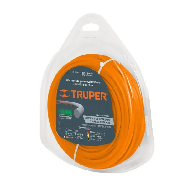 Hilo Redondo Para Guadañadora De 78 Metros, Diámetro 2.4 Mm Truper (HLB-95 - 17609)