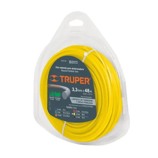 Hilo Redondo Para Guadañadora De 48 Metros, Diámetro 3.3 Mm Truper (HLB-130 - 17630)