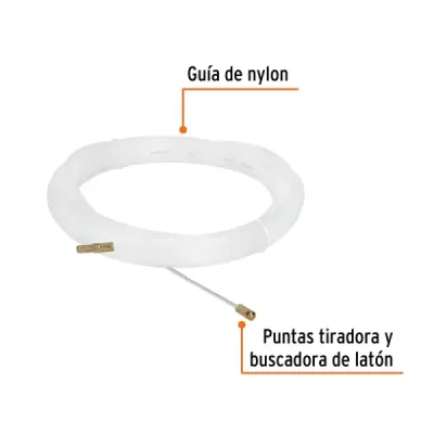 Sonda Nylon 15m X 1/8' Truper Puntas Latón Tracción 120kg