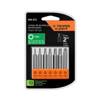 Juego De 7 Puntas Torx Sin Pin De Seguridad, Largo De 2" Truper
