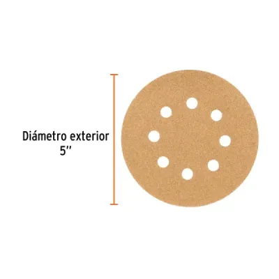 5 Discos De Lija 5" Para Lijadora Roto-Orbital Grano 60 Truper