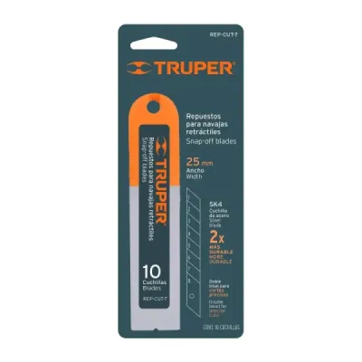 10 Cuchillas Grandes De Repuesto Para Bisturí, Ancho 25 Mm Truper