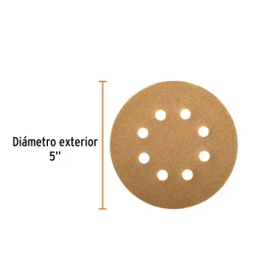5 Discos De Lija 5" Para Lijadora Roto-Orbital Grano 120 Truper