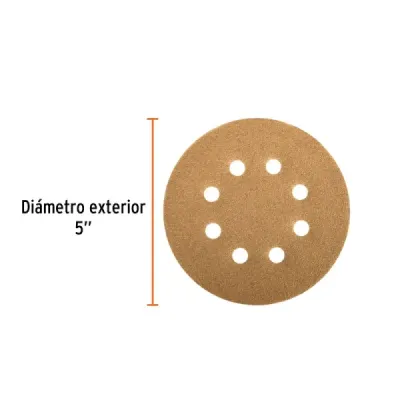 5 Discos De Lija 5" Para Lijadora Roto-Orbital Grano 320 Truper