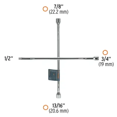 Llave Cruz Cruceta 51cm Truper Cuadro 1/2' Boca 3/4 A 7/8