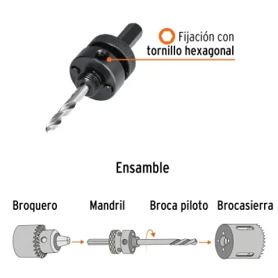 Mandril Para Sierra Copa Bimetálica, Zanco 7/16" Truper