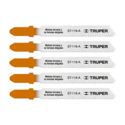 5 Seguetas Tipo T De 8 Cm, 21 Dpp, Corte Recto Y Super Fino Truper
