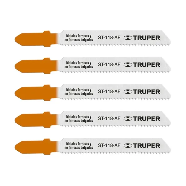 5 Seguetas Tipo T De 8 Cm, 18 Dpp, Corte Recto Y Super Fino Truper (ST-118-AF - 18129)