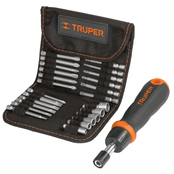 Juego De Puntas Y Copas Con Destornillador Ratchet 24 Piezas Truper (JDM-26 - 18219)