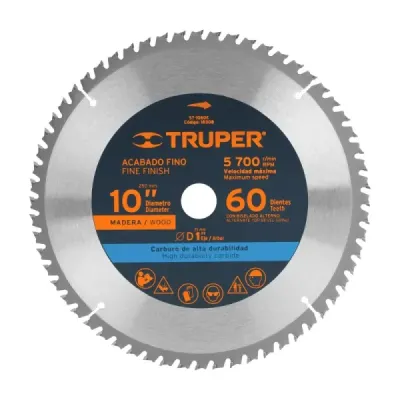 Disco Sierra Madera De 10", Centro 1", 60 Dientes Truper