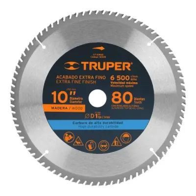Disco Sierra Madera De 10", Centro 1", 80 Dientes Truper