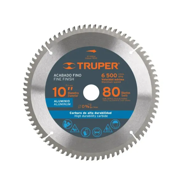 Disco Sierra Aluminio De 10", Centro 5/8", 80 Dientes Truper (ST-1080A - 18310)