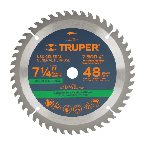 Disco Sierra Multimaterial De 7.1/4", Centro 5/8" Truper (ST-748 - 18317)
