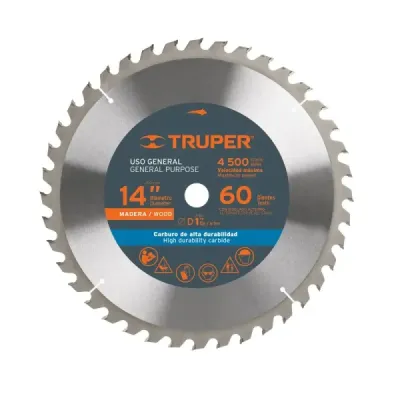 Disco Sierra Madera De 14", Centro 1", 60 Dientes Truper