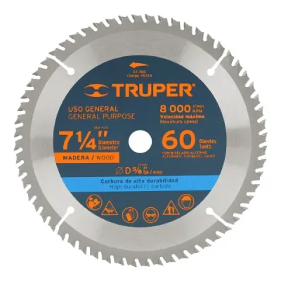 Disco Sierra Madera De 7.1/4", Centro 5/8", 60 Dientes Truper