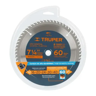Disco Sierra Madera De 7.1/4", Centro 5/8", 60 Dientes Truper