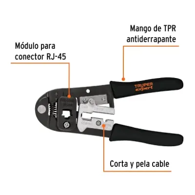 Alicate Ponchadora De Cables 8' Rj-45 Truper Con Cuchilla