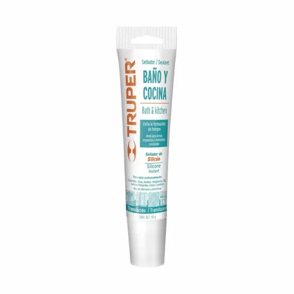 Silicona Antihongos Para Baños Y Cocinas 85 Gr, Transparente Truper (SIL-85BCT - 18567)