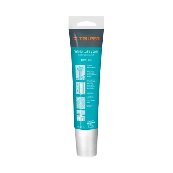 Silicona Antihongos Para Baños Y Cocinas 85 Gr, Blanco Truper (SIL-85BCB - 18568)