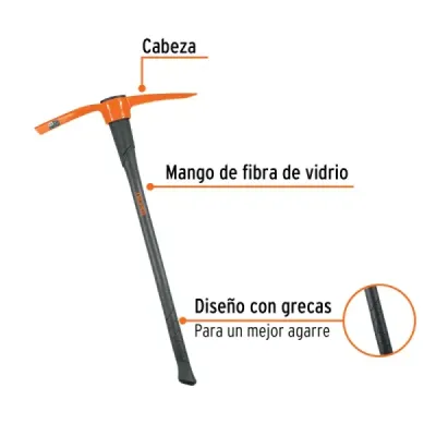Zapapico Pica 5 Lb 90 Cm Truper Con Mango Fibra De Vidrio