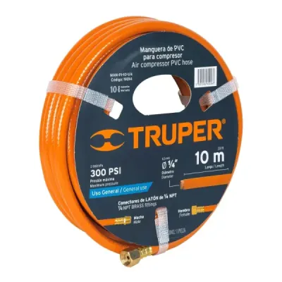 Manguera Para Compresor De Pvc 10 M, 1/4" Npt, 300 Psi Truper