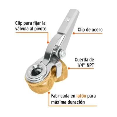 Cabeza Infladora De Llantas Con Clip, Rosca 1/4 Npt, Hembra Truper