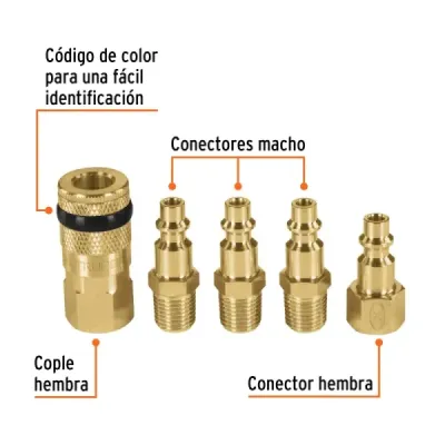 Juego 5 Acoples Rápidos Para Compresor Truper Cambio Rápido