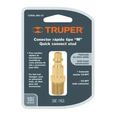 Conector Rápido De Latón De 1/4 Npt Para Compresor, Macho Truper